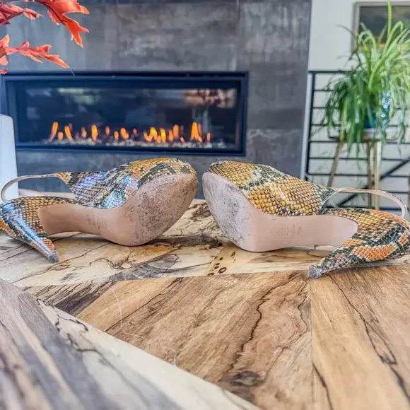 Gastone Lucioli, Made in Italy, Snakeskin Slingback Platform Heel, Women’s 9.5 - Picture 5 of 10